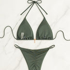 Damen Triangel-Bikini-Set mit verstellbaren Bändern und glatter Oberfläche R&B