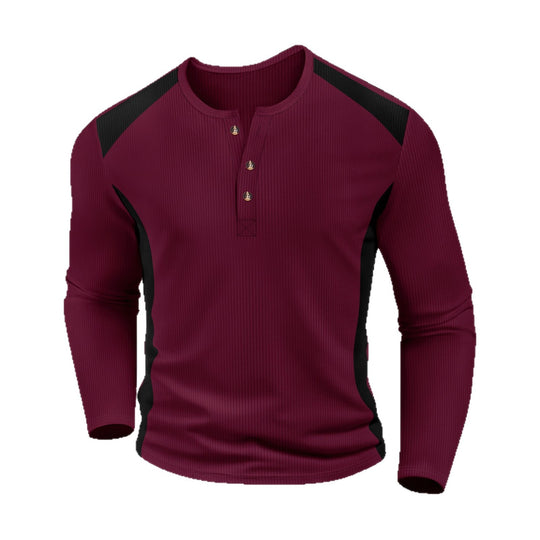 Herren Langarmhemd mit charismatischem Henley-Ausschnitt von R&B