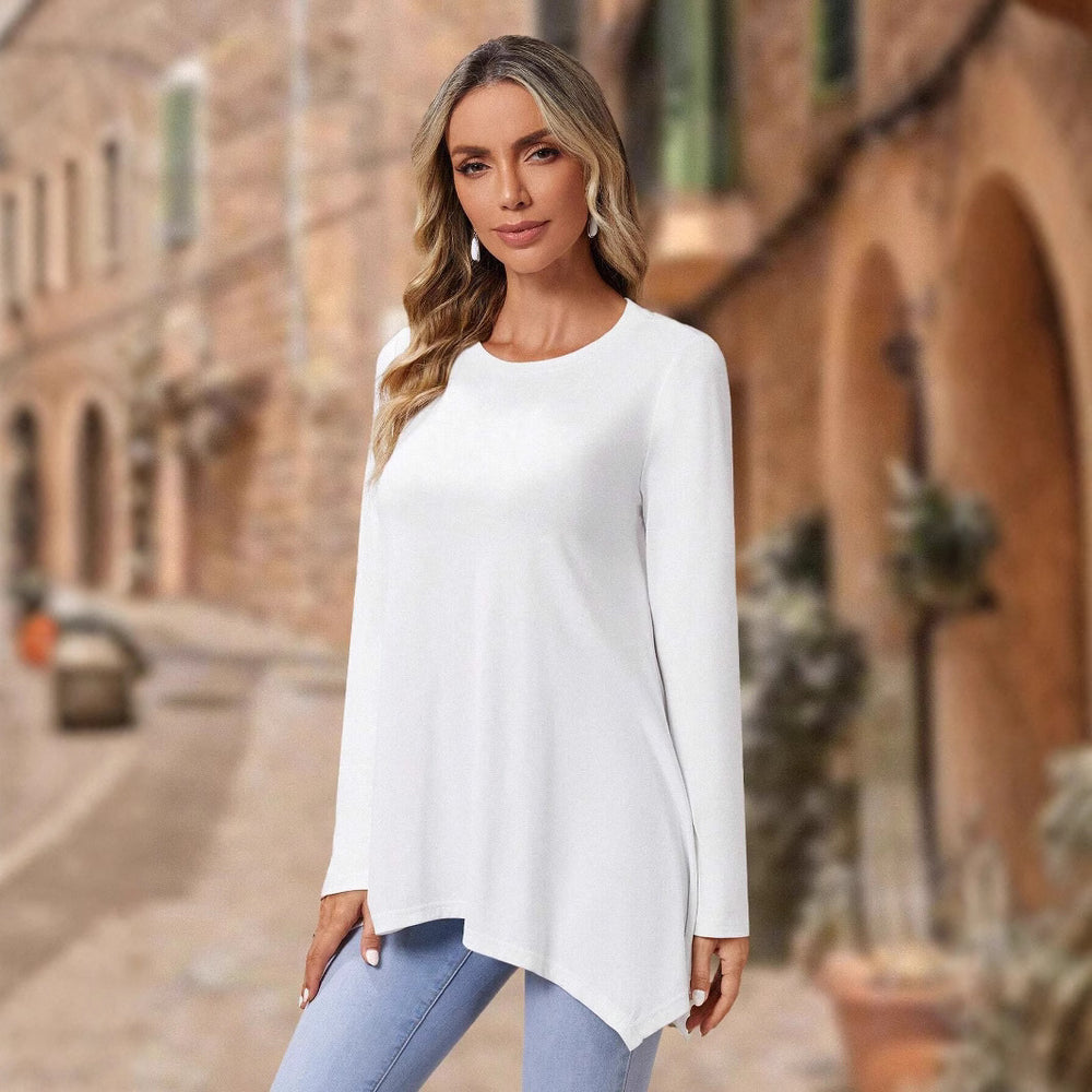 Damen Langarm-Oberteil mit asymmetrischem Schnitt und weichem Viskosematerial R&B