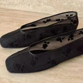 Damen spitze Ballerinas aus transparentem Material mit floralen Stickereien R&B
