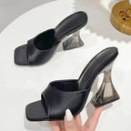 Damen Modische Flip-Flops mit transparentem Blockabsatz R&B