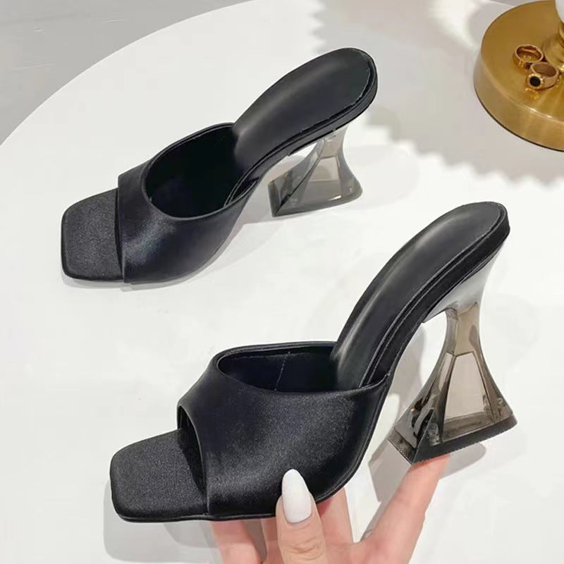 Damen Modische Flip-Flops mit transparentem Blockabsatz R&B