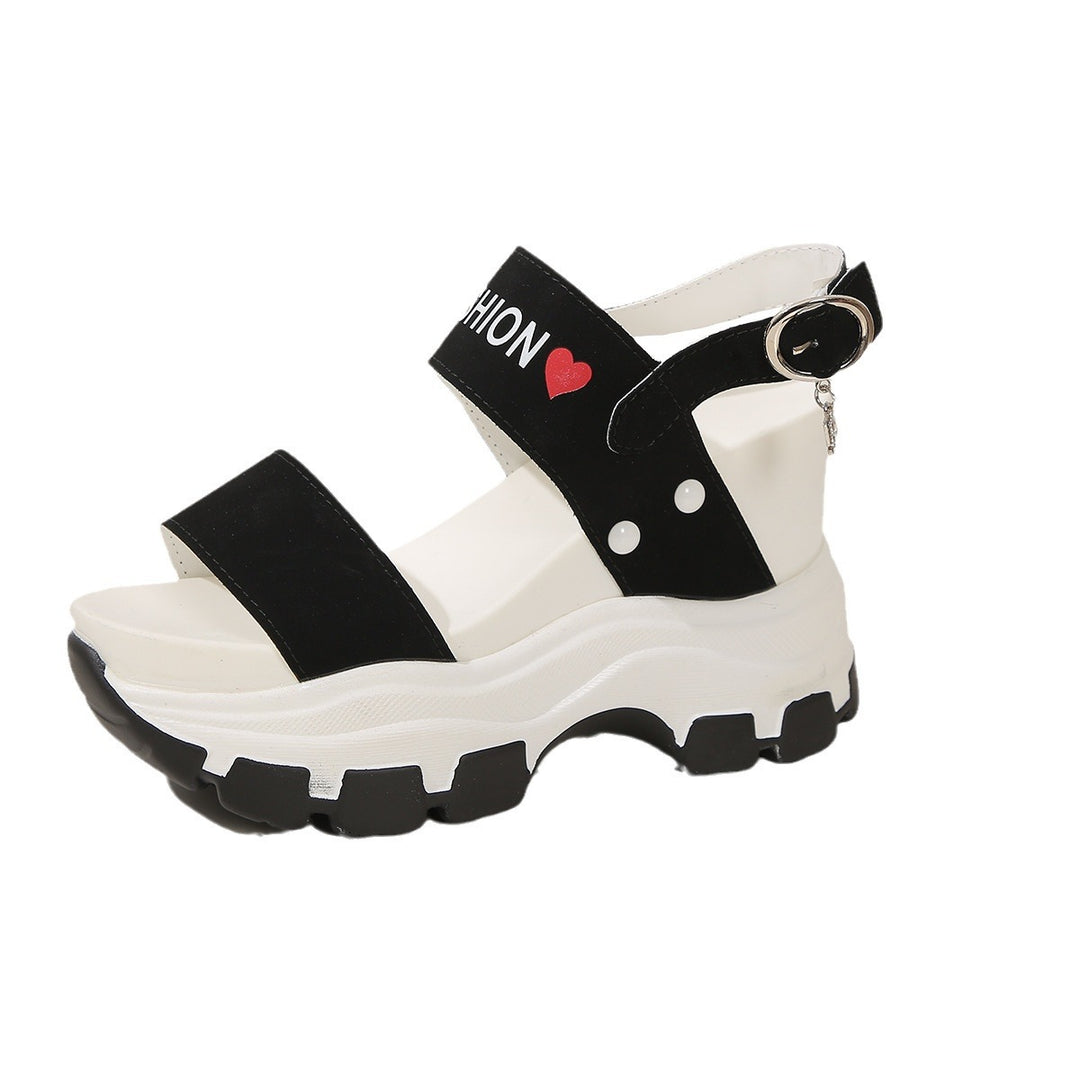 Damen modische Plateau-Sandalen mit verstellbarem Riemen und rutschfester Sohle R&B