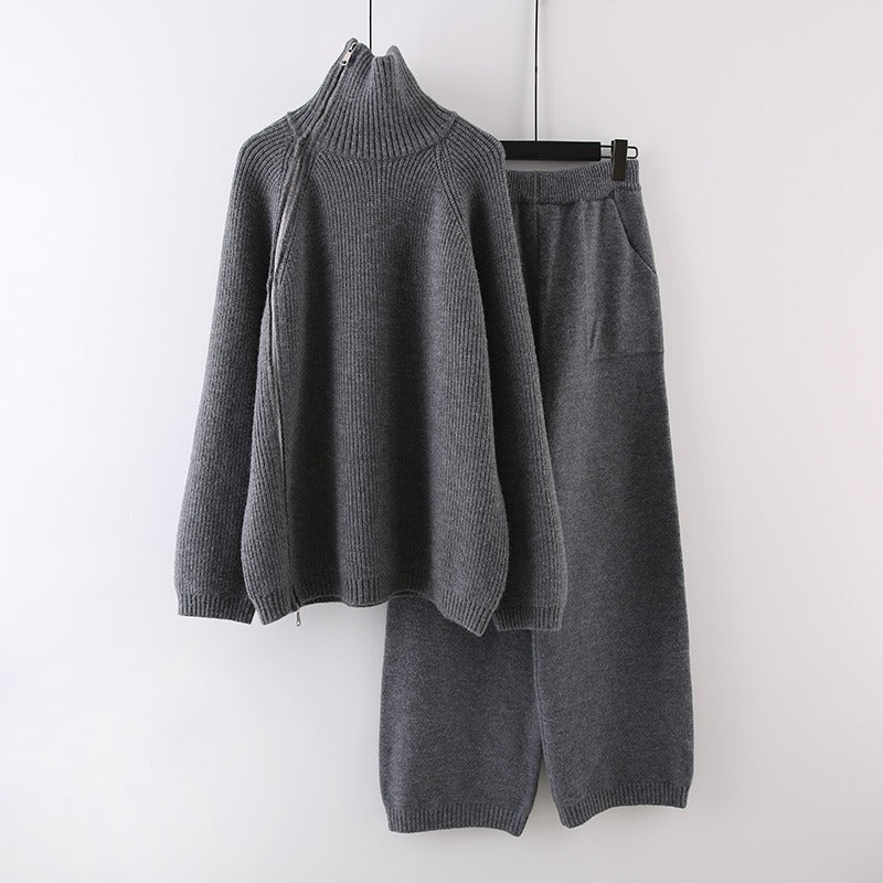 Damen Strickensemble mit Rollkragen und Reißverschluss R&B