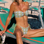 Damen Bandeau-Bikini mit raffinierten Knotendetails und floralem Muster R&B