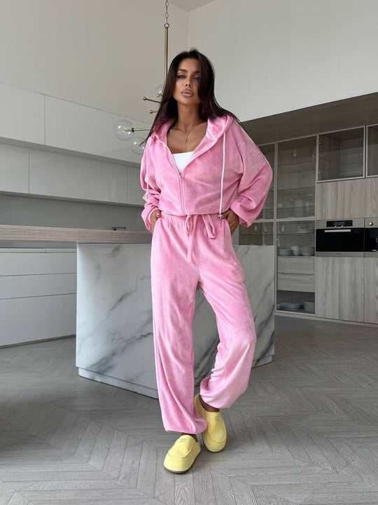 Damen weichfallendes Freizeitsuit mit praktischer Kapuze R&B