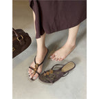 Damen elegante Slingback Sandalen mit funkelnder Perlenverzierung R&B
