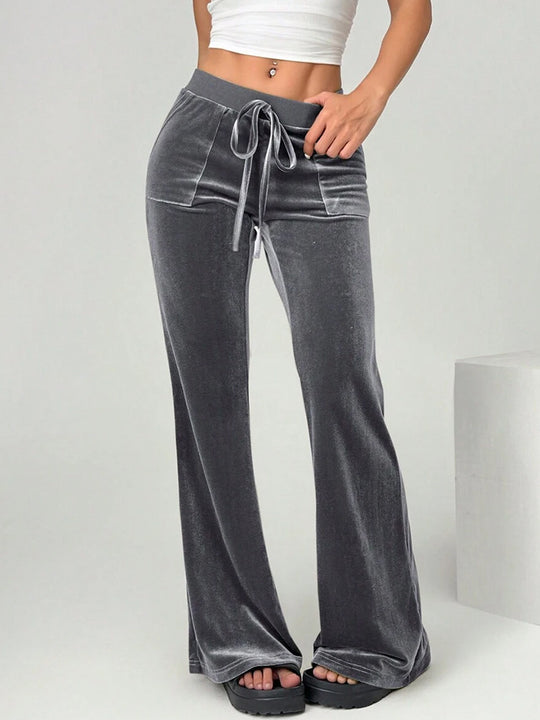 Damen Velours Freizeithose mit elastischem Bund und Taschen R&B