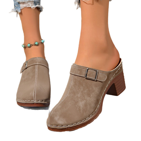 Damen Clogs mit elegantem Riemendesign und komfortablem Blockabsatz R&B