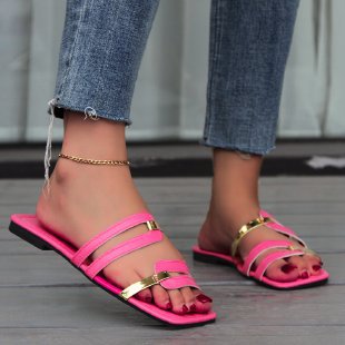Damen modische Riemchen-Sandalen mit elegantem Metallic-Detail R&B