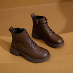 Damen stylische Schnürstiefeletten mit Reißverschluss und robustem Profil R&B