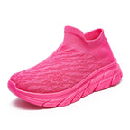 Damen Sportliche Slip-On Sneaker mit atmungsaktiver Strick-Oberfläche und dämpfender Laufsohle