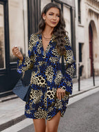 Damen Kurzarm-Kleid mit einzigartigem Tiermuster R&B