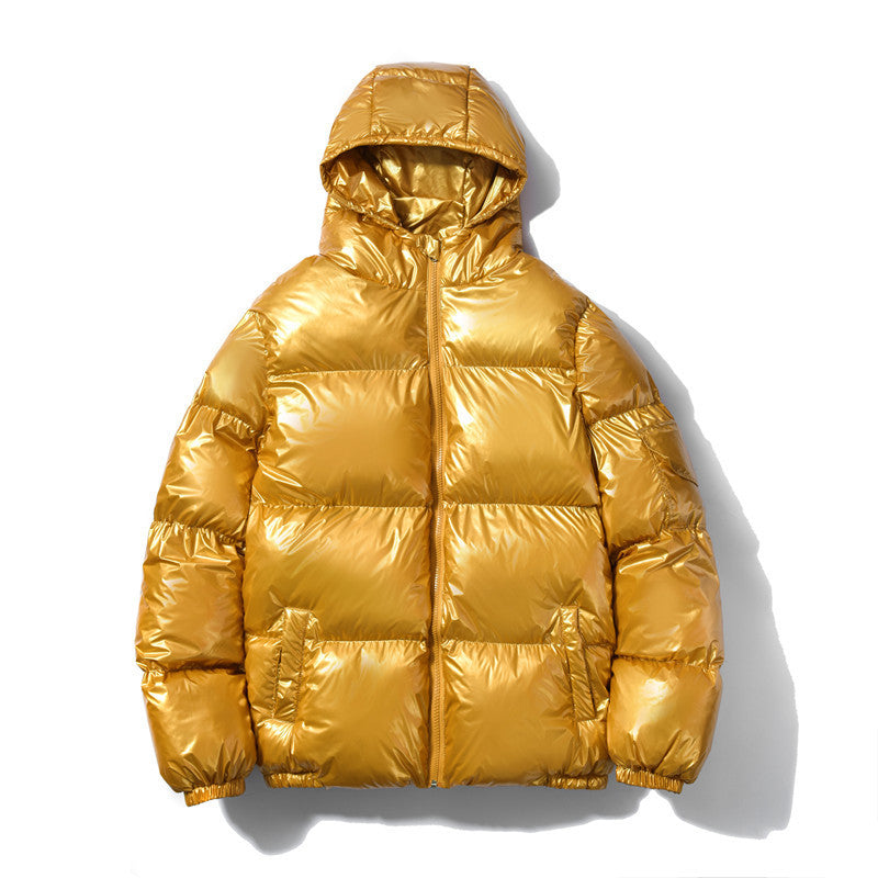 Unisex nan glänzende Steppjacke mit Kapuze, wärmeisolierender Füllung und winddichter Membran R&B