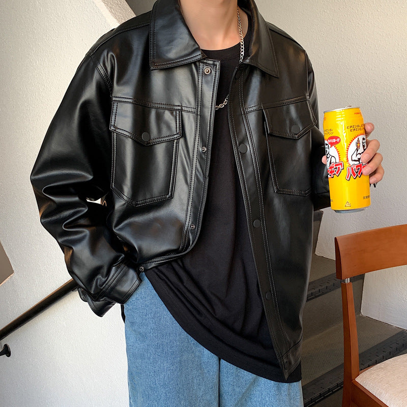 Herren Lederjacke mit Brusttaschen