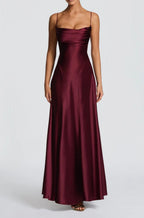 Damen Elegantes Maxi-Kleid mit fließendem Satin und verführerischem Spaghettiträger