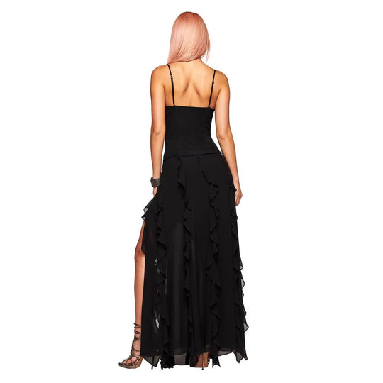 Damen Elegantes Wickelkleid mit Rüschen und Schnürdetails R&B