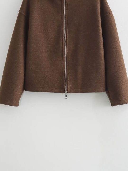 Damen zeitgenössische Übergangsjacke mit hochwertigem Stehkragen und durchgehendem Reißverschluss R&B