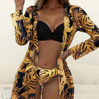 Damen Strandcover-Up mit modischem Blumendruck und langen Ärmeln R&B