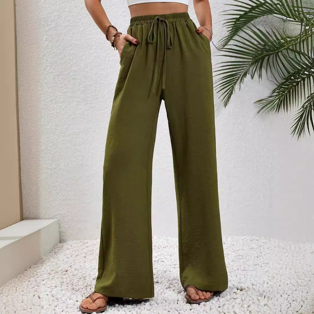 Damen Weite High-Waist Hose mit elastischem Bund und lässigem Schnitt R&B