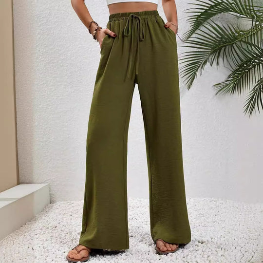 Damen Weite High-Waist Hose mit elastischem Bund und lässigem Schnitt R&B