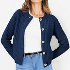 Damen Strukturierte Strickjacke mit Knopfverschluss und feiner Textur R&B