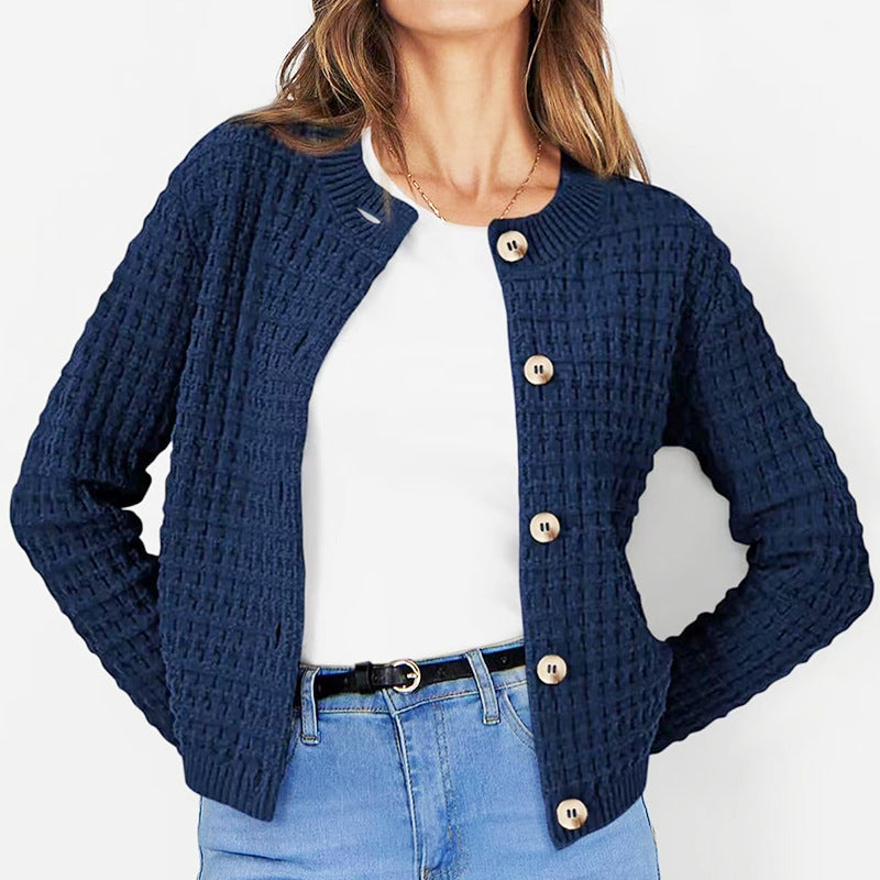 Damen Strukturierte Strickjacke mit Knopfverschluss und feiner Textur R&B