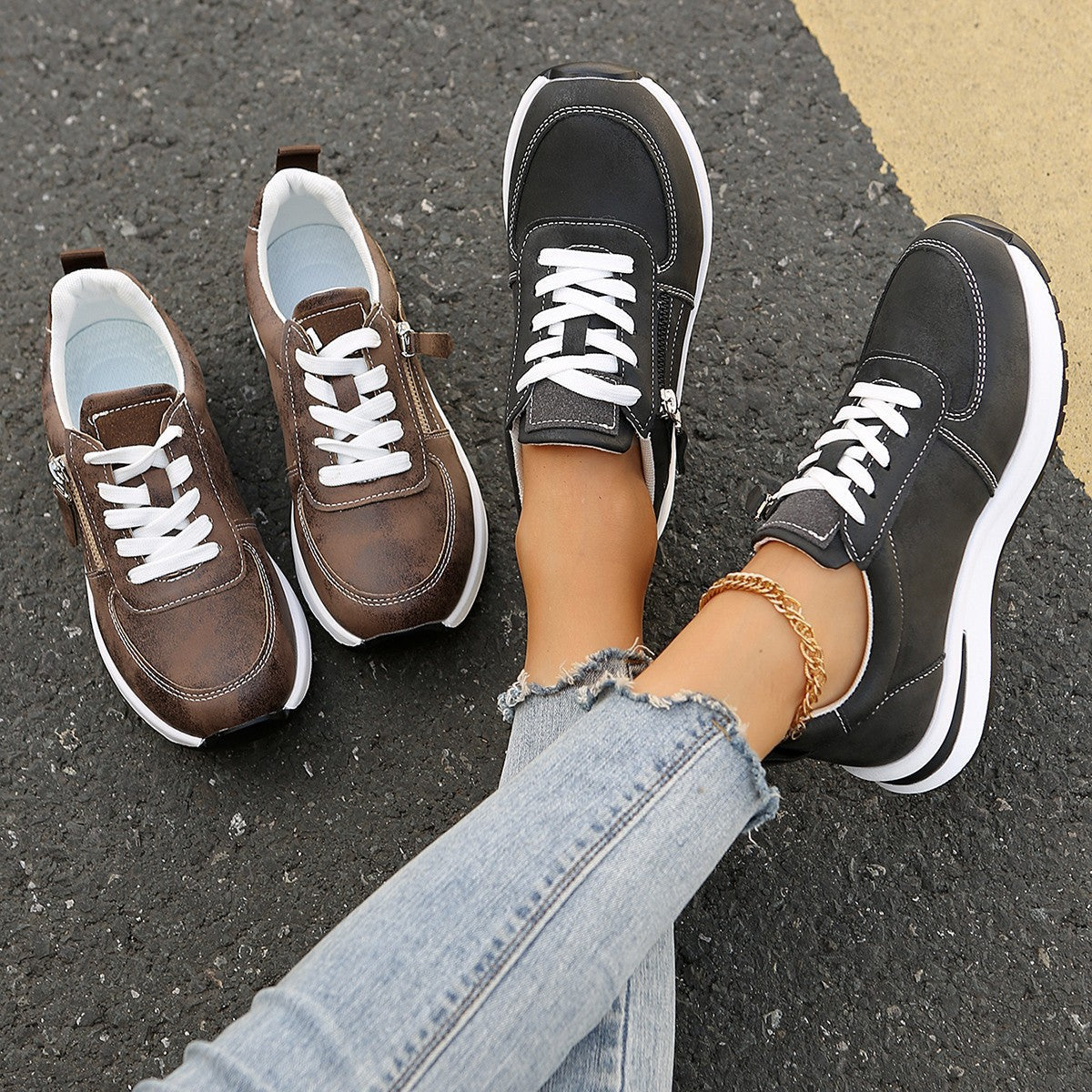 Damen Sneakers mit reflektierenden Akzenten und gepolsterter Innensohle R&B