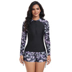 Damen Surfanzug mit floralem Muster und langem Arm R&B
