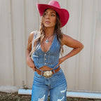 Damen Denim-Weste im Vintage-Stil R&B