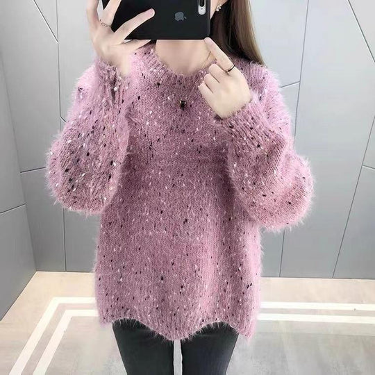 Damen Flauschiger Pulli mit einzigartigem Strukturdesign und funkelnden Akzenten R&B
