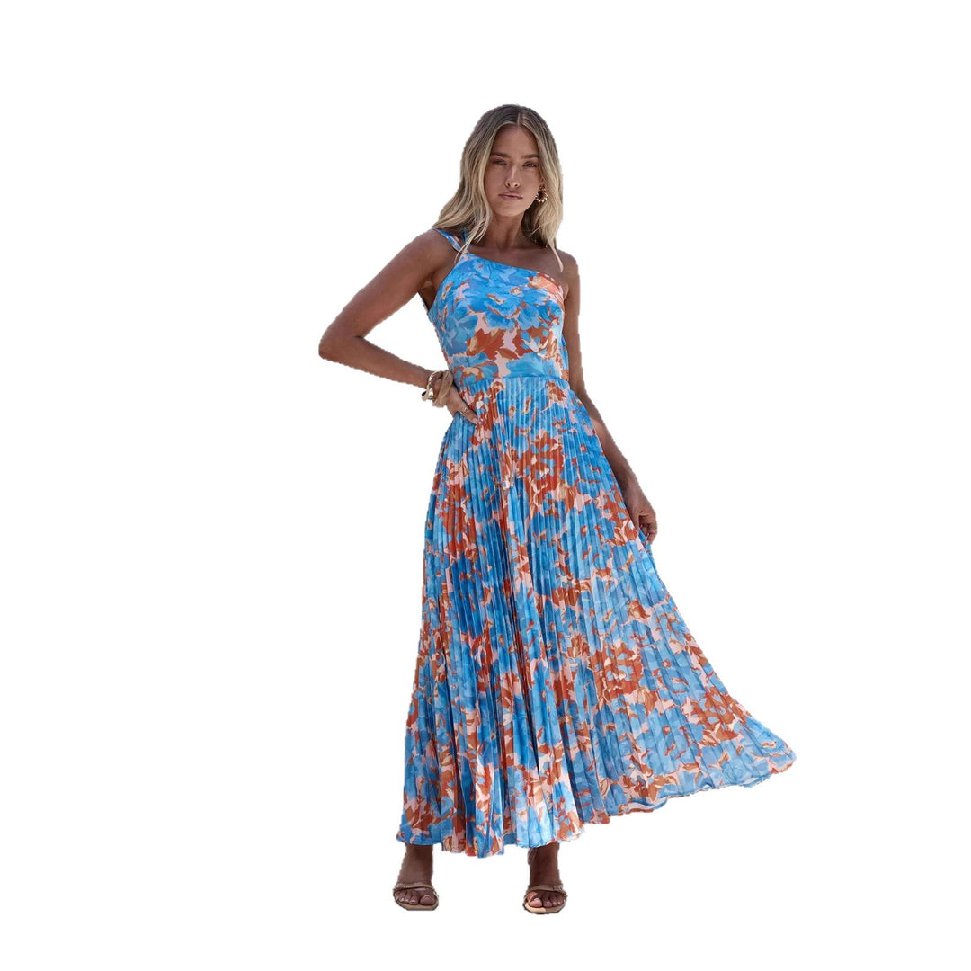 Damen Maxikleid mit schwingendem Faltenrock und femininem Floral-Design R&B
