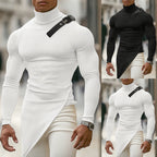Damen nan asymmetrisches Longsleeve aus Feinstrick mit Stehkragen, diagonalem Saum und verstellbarem Schulterriemen R&B