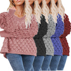 Damen Strickpullover mit strukturiertem Wabendesign