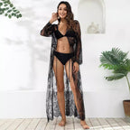 Damen transparentes Häkel-Kleid mit floralem Design R&B
