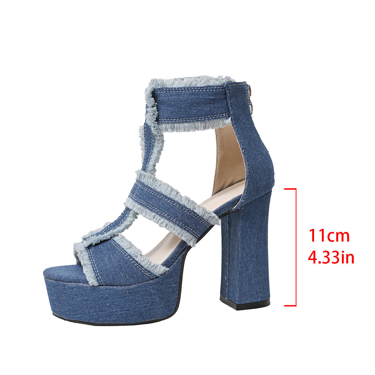 Damen High Heel Sandalen mit fransigen Details und Plateau