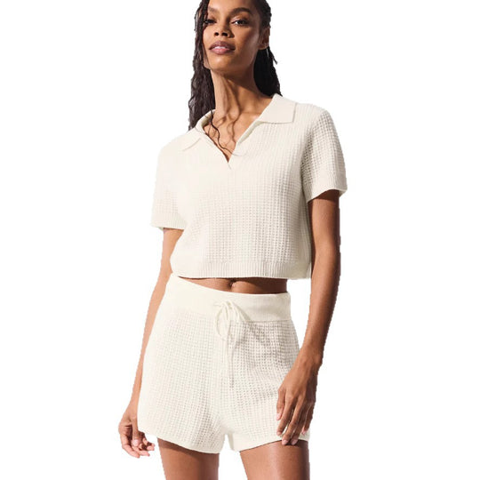 Damen Kurzarm Poloshirt und Shorts Set R&B