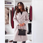 Damen Doppelt genähter Trenchcoat mit taillierbarem Gürtel und eleganter Struktur R&B