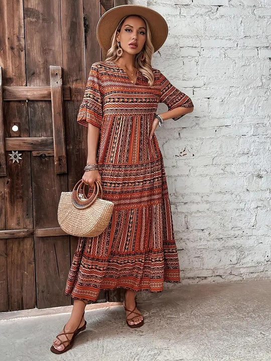 Damen Sommerkleid im Boho-Stil mit weitem Schnitt R&B