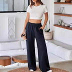 Damen Bequeme und stilvolle Freizeit-Hosen mit elastischem Bund und praktischen Taschen R&B