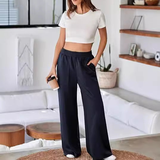Damen Bequeme und stilvolle Freizeit-Hosen mit elastischem Bund und praktischen Taschen R&B