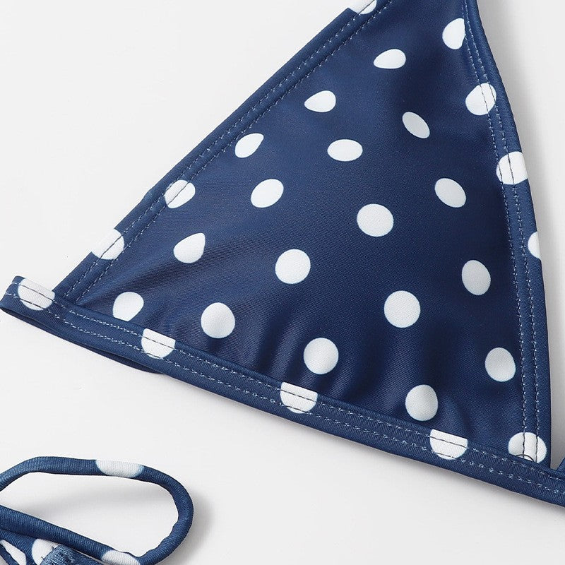 Damen Triangel-Bikini mit hochwertigem Punktmuster und verstellbaren Bändern
