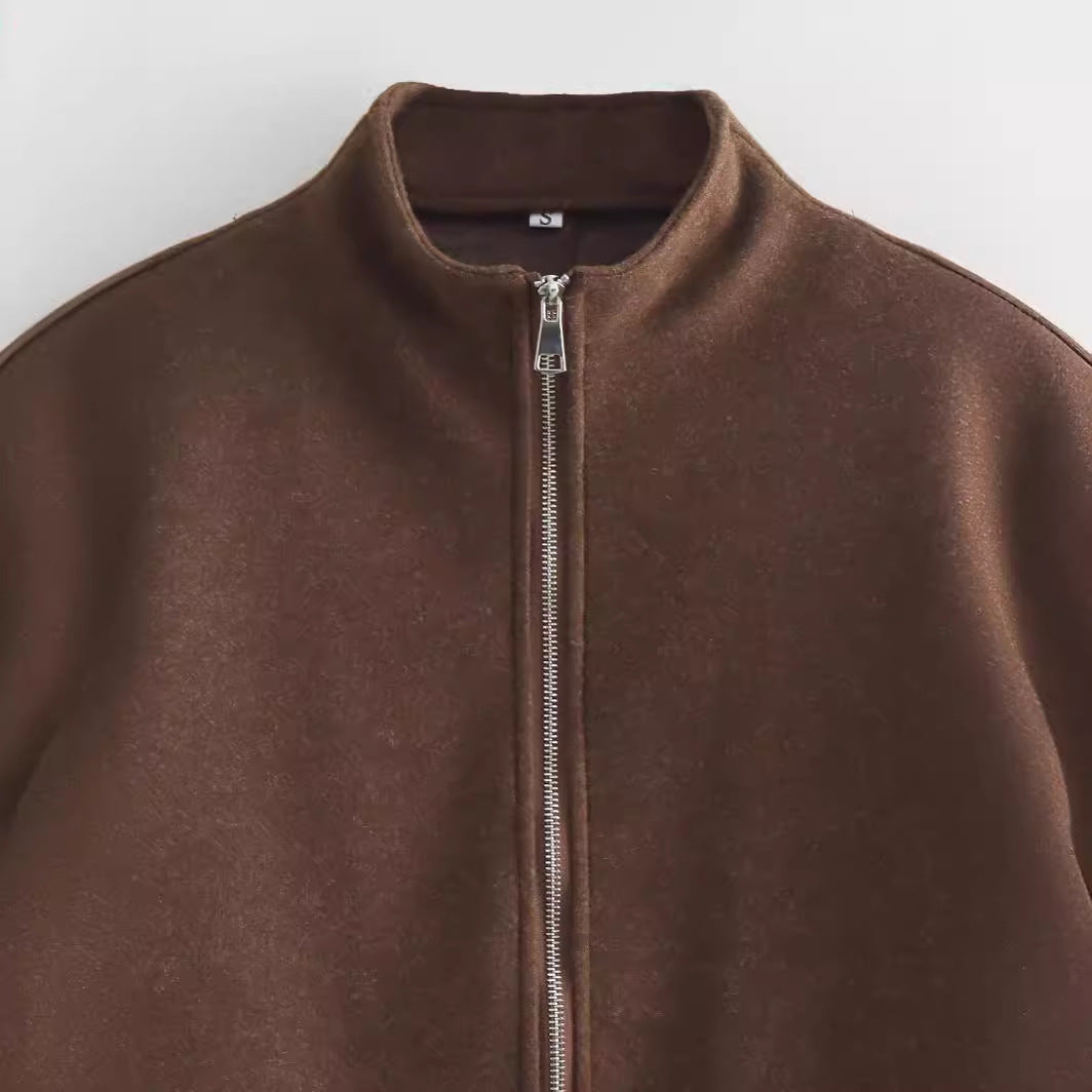 Damen modische Übergangsjacke mit hohem Kragen und praktischen Reißverschlusstaschen R&B