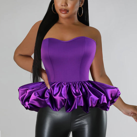 Damen Trendy Bustier mit Rüschenabschluss R&B