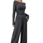 Damen Lässiges Oberteil und weite Hose Set R&B