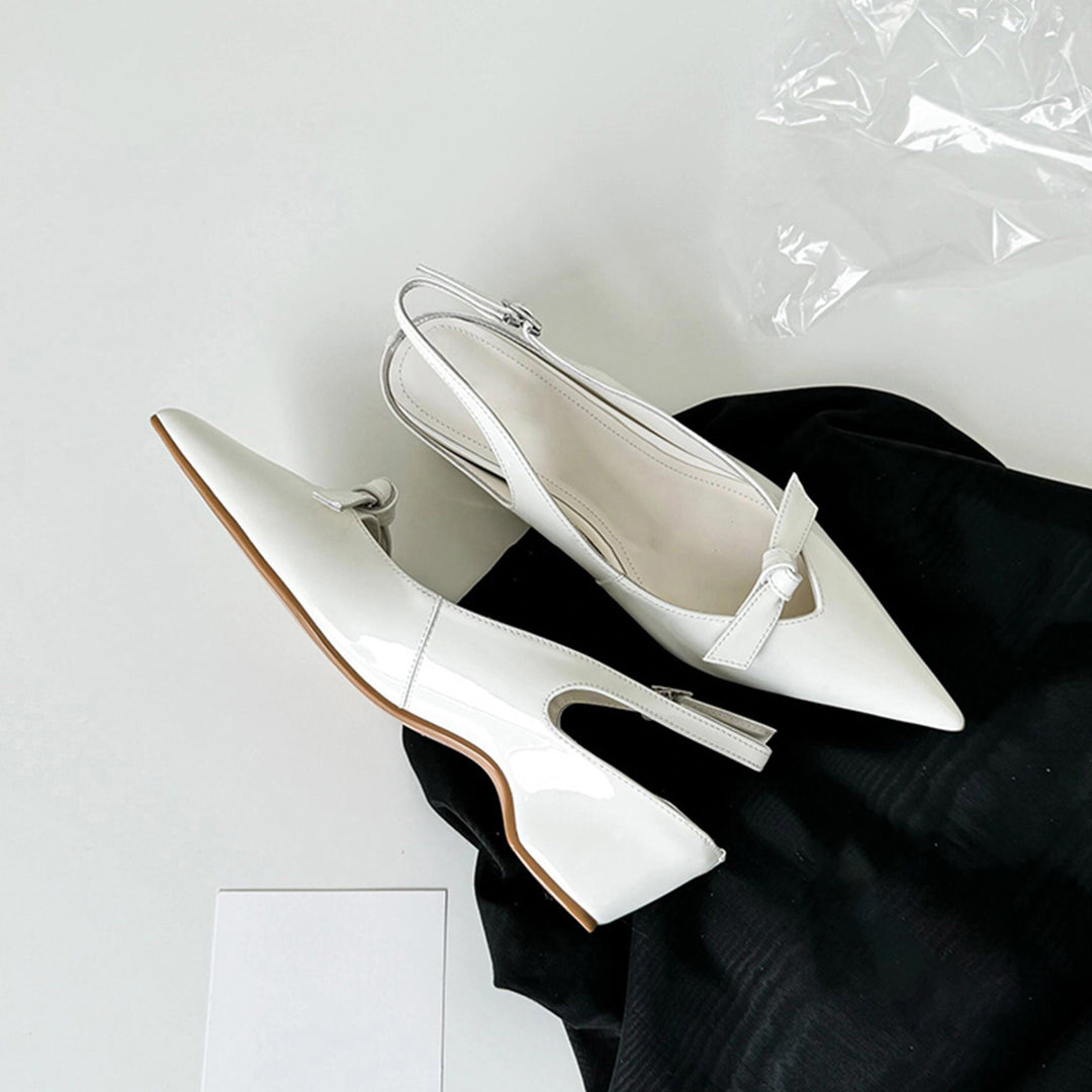 Damen Slingback-Pumps mit eleganter Schleifenverzierung und spitz zulaufendem Design R&B