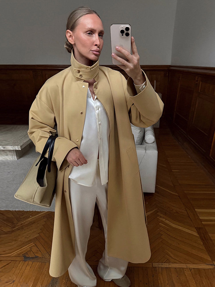 Damen Oversized Trenchcoat mit praktischem Knopfverschluss R&B