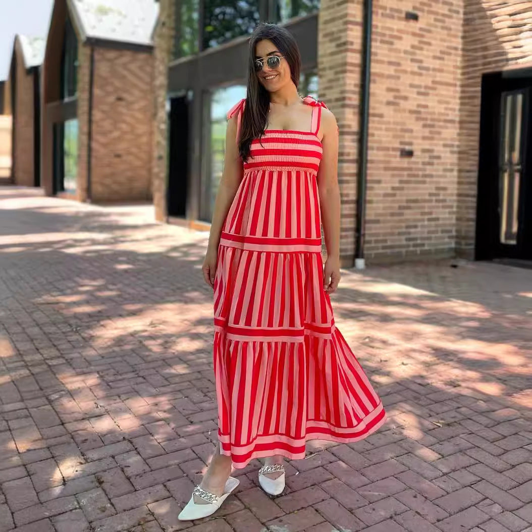 Damen Maxi Kleid mit schulterfreien Trägern und verspieltem Volantdesign R&B