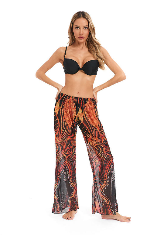 Damen Leggings aus luftiger, transparenter Stoffqualität mit exotischem Muster R&B