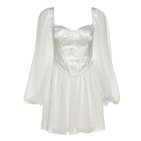 Damen Verspieltes Minikleid mit elegantem Bustier-Oberteil und voluminösen Ärmeln R&B